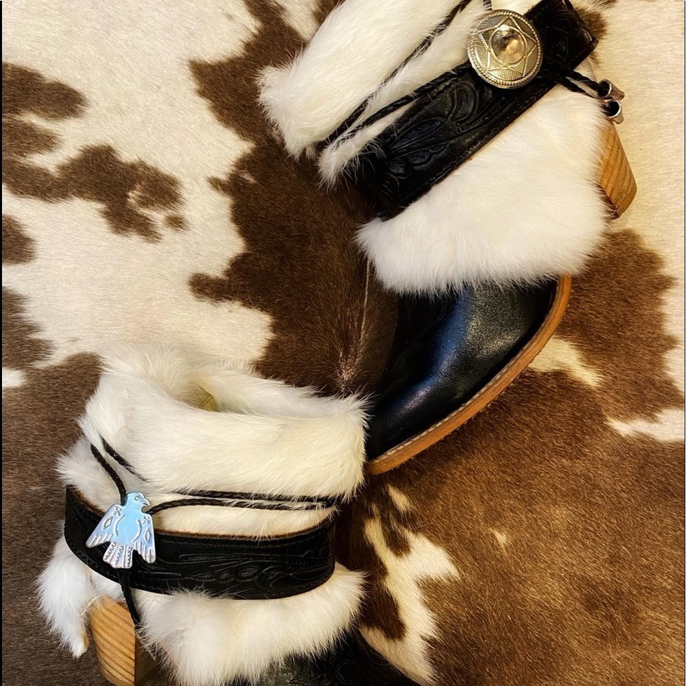 Handcrafted Leather and Fur Vintage Ankle Booties